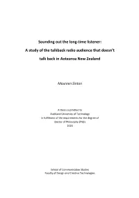 Sounding out the Long-Time Listener: a Study of the Talkback Radio Audience That Doesn’T Talk Back in Aotearoa New Zealand