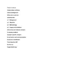 Table of Contents 1.Interniship Certificate 2.Acknowledgement 3