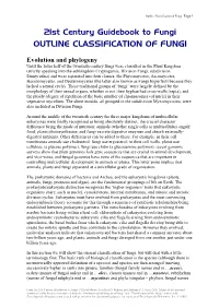 21St Century Guidebook to Fungi OUTLINE CLASSIFICATION of FUNGI