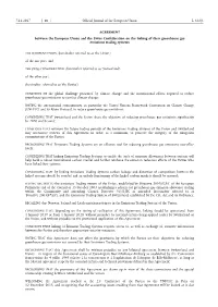 AGREEMENT Between the European Union and the Swiss Confederation on the Linking of Their Greenhouse Gas Emissions Trading Systems