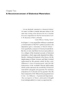 Chapter Two a Recommencement of Dialectical Materialism
