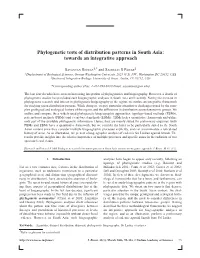 Phylogenetic Tests of Distribution Patterns in South Asia: Towards an Integrative Approach