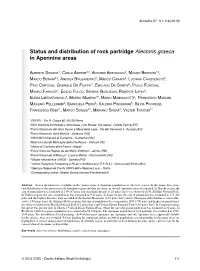 Status and Distribution of Rock Partridge Alectoris Graeca in Apennine Areas