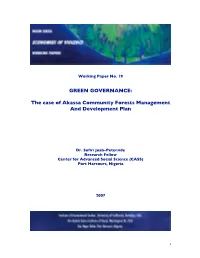 The Case of Akassa Community Forests Management and Development Plan