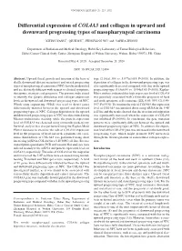 Differential Expression of COL4A3 and Collagen in Upward and Downward Progressing Types of Nasopharyngeal Carcinoma