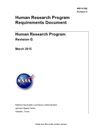 Human Research Program Requirements Document