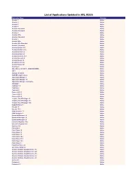 List of Applications Updated in ARL #2535