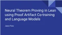 Neural Theorem Proving in Lean Using Proof Artifact Co-Training and Language Models