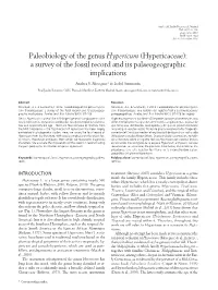 Paleobiology of the Genus Hypericum (Hypericaceae): a Survey of the Fossil Record and Its Palaeogeographic Implications