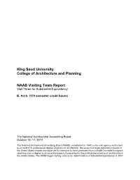 King Saud University College of Architecture and Planning NAAB