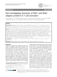 Non-Overlapping Functions of Nck1 and Nck2 Adaptor Proteins in T Cell