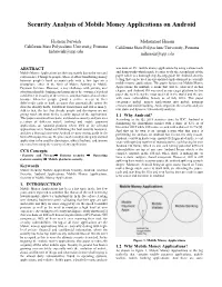 Security Analysis of Mobile Money Applications on Android