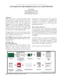SMTAI 2018 Accelerating the Solder Paste Selection Process