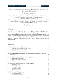 The Unitary Representations of the Poincaré Group in Any Spacetime Dimension Abstract Contents