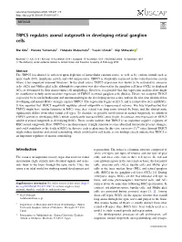 TRPC5 Regulates Axonal Outgrowth in Developing Retinal Ganglion Cells
