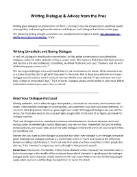 Writing Dialogue & Advice from the Pros
