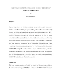 Caricom and Security Governance: Probing the Limits Of