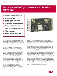EM9 – Embedded System Module COM with MPC8548