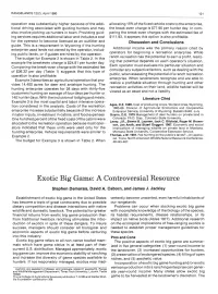 Exotic Big Game: a Controversial Resource Stephen Demarals, David A