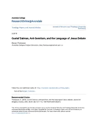 Gustaf Dalman, Anti-Semitism, and the Language of Jesus Debate