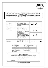 Post-Exposure Prophylaxis (PEP) for Human Immunodeficiency Virus (HIV) and Guidance for Staff on the Management of Community Exposure