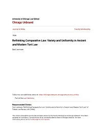 Rethinking Comparative Law: Variety and Uniformity in Ancient and Modern Tort Law
