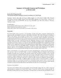 Summary of Scientific Sessions and Workshops at PICES-2018