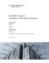 The CERT Guide to Coordinated Vulnerability Disclosure