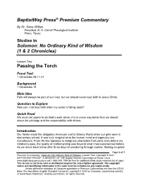 1 Chronicles 28: 11-21, Passing the Torch