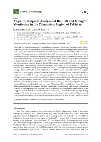 A Spatio-Temporal Analysis of Rainfall and Drought Monitoring in the Tharparkar Region of Pakistan