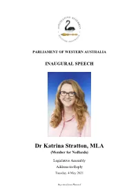 Dr Katrina Stratton, MLA (Member for Nedlands)