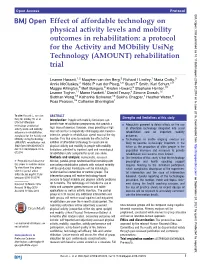 Effect of Affordable Technology on Physical Activity Levels and Mobility