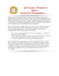 Fire Extinguisher Information
