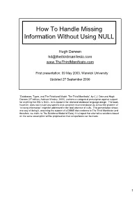 How to Handle Missing Information Without Using NULL