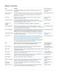 Master Glossary