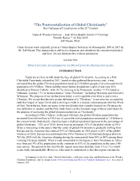 “The Pentecostalization of Global Christianity” the Challenge of Cessationism in the 21St Century