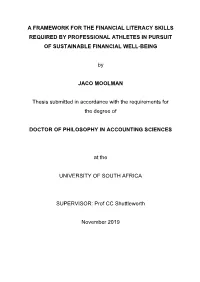 A Framework for the Financial Literacy Skills Required by Professional Athletes in Pursuit of Sustainable Financial Well-Being