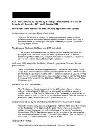 Iran - Researched and Compiled by the Refugee Documentation Centre of Ireland on 30 December 2011 and 3 January 2012