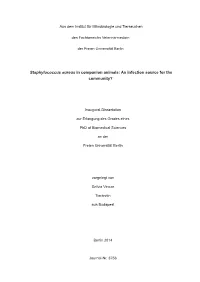 Staphylococcus Aureus in Companion Animals: an Infection Source for the Community?
