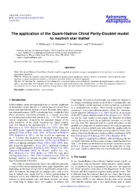 The Application of the Quark-Hadron Chiral Parity-Doublet Model to Neutron Star Matter A