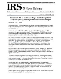 The IRS Has Announced Today a Sweeping Set of Action in Its