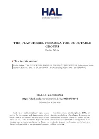 THE PLANCHEREL FORMULA for COUNTABLE GROUPS Bachir Bekka