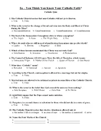 Week 1 Catholic Quiz