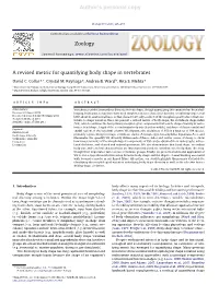 A Revised Metric for Quantifying Body Shape in Vertebrates