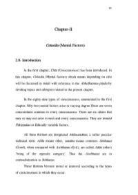 Chapter-N Cetasika (Mental Factors) 2.0. Introduction
