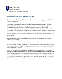 DUKE UNIVERSITY School of Medicine Pathologists' Assistant