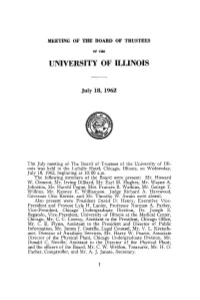 July 18, 1962, Minutes | UI Board of Trustees