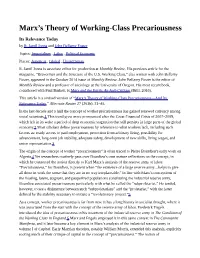 Marx's Theory of Working-Class Precariousness