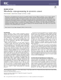 Metabolic Reprogramming in Prostate Cancer