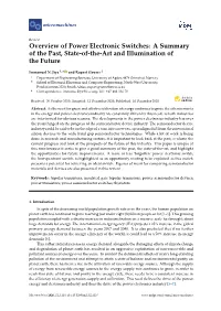 Overview of Power Electronic Switches: a Summary of the Past, State-Of-The-Art and Illumination of the Future
